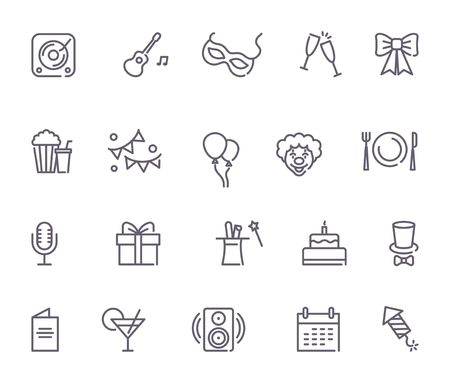Party and Celebration Outline Icons. Vector illustrationsのイラスト素材