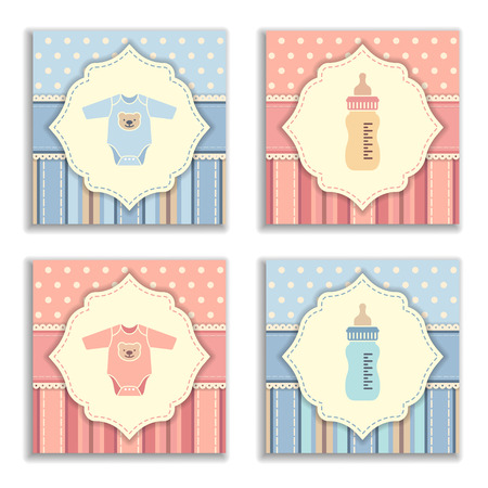 Happy birthday, holiday, baby shower celebration greeting and invitation card.のイラスト素材