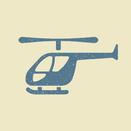 Helicopter icon in grunge style. Modern flat pictogramのイラスト素材