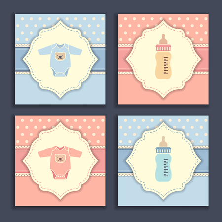 Happy birthday, holiday, baby shower celebration greeting and invitation card.のイラスト素材