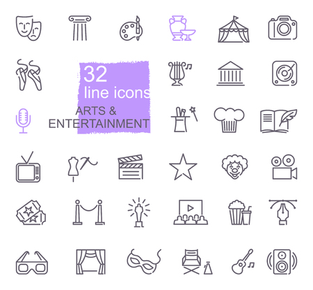 Art and entertainment set of linear icons.のイラスト素材