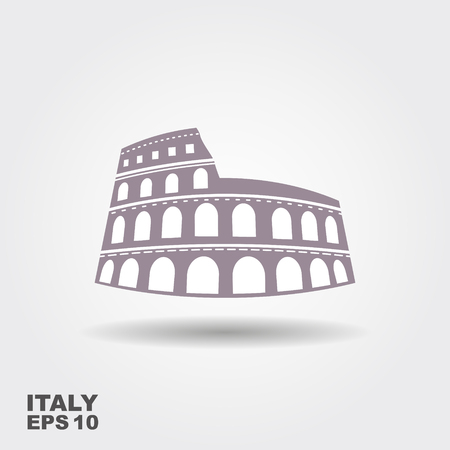 The Colosseum in Rome. A simple icon in flat style with shadow. Colorful vector illustration.のイラスト素材