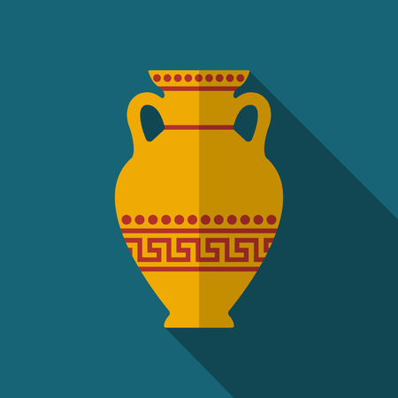 Antique Greek vase. Stylized flat icon wint shadowのイラスト素材