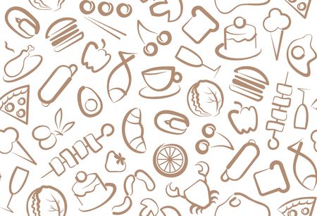 Seamless background of food. Vector seamless patternのイラスト素材