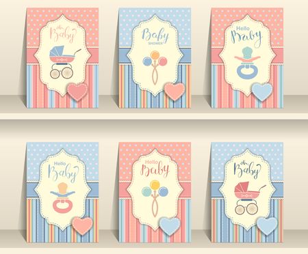 Set of baby shower invitation cards,birthday cards,poster,template,greeting cardsのイラスト素材
