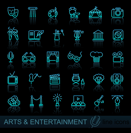 Art and entertainment. Set of linear icons.のイラスト素材
