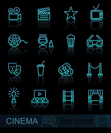 Cinema line iconsのイラスト素材