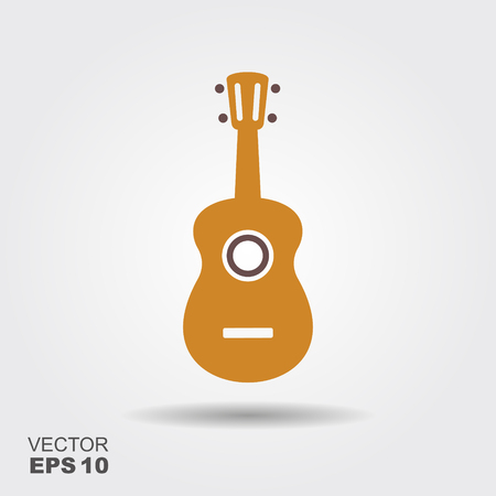 Hawaii national musical instrument. Ukulele on gray background, vector illustration.のイラスト素材