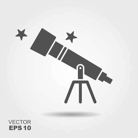 Telescope flat icon, Education and astronomy element, spyglass and study stars vector graphicsの写真素材