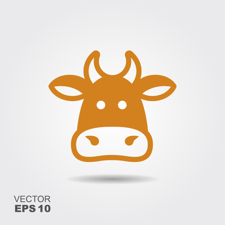 Cow head illustration isolated on white background. Funny stylized vector iconのイラスト素材