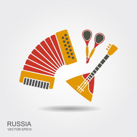 Accordion and balalaika Russian souvenirs set. Musical instrumentのイラスト素材