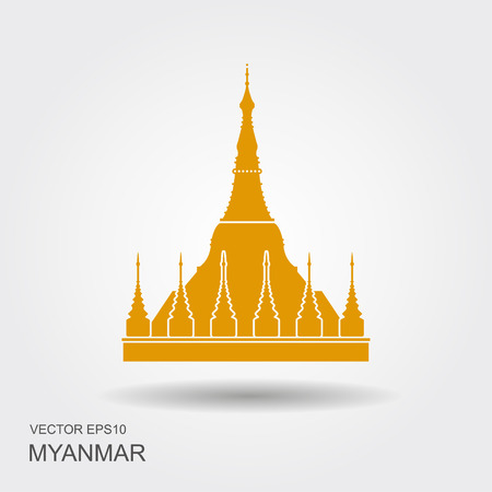 Shwedagon Pagoda in Yangon, Myanma symbol iconのイラスト素材