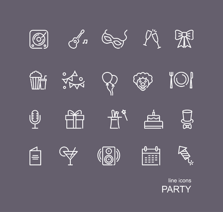 Party and Celebration Outline Icons. Vector illustrationsのイラスト素材