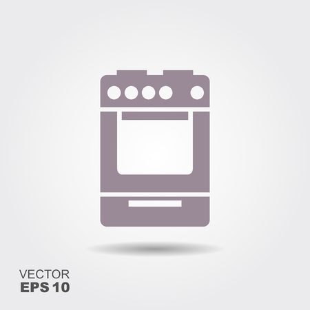 Kitchen stove flat style isolated vector iconのイラスト素材
