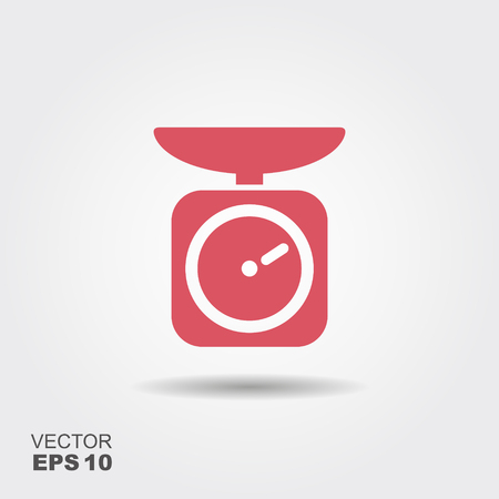 Kitchen scale flat icon with round shadow. Vector illustrationのイラスト素材