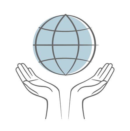 Hand holding earth. Save earth concept. Vectors symbol.のイラスト素材