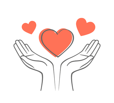 Heart in his hands. Symbol of love and charityのイラスト素材