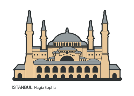 Hagia Sophia in Istanbul, Turkey. Vector, illustration.のイラスト素材