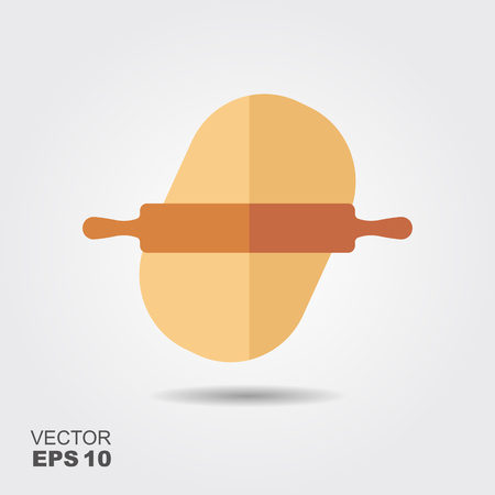 The symbol of baking. Rolling pin and dough vector iconのイラスト素材