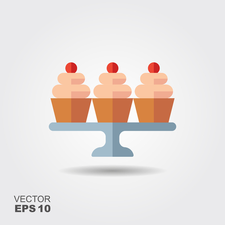 Confectionery vector icon. Cupcakes with berries on the standのイラスト素材