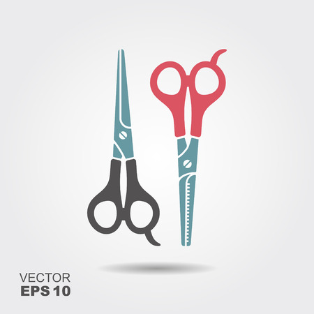 Vector illustration of professional barber Scissors. Flat iconのイラスト素材