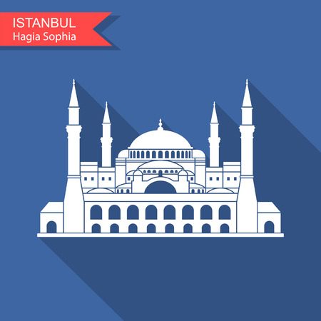 Hagia Sophia in Istanbul, Turkey. Vector, illustration.のイラスト素材