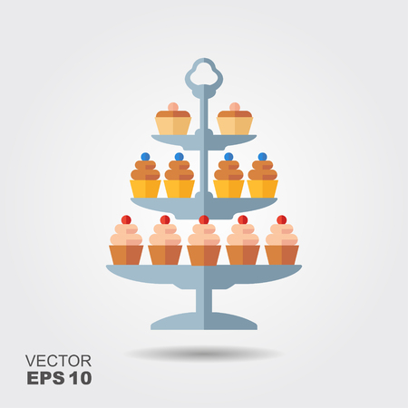 Confectionery vector icon. Cupcakes with berries on the standのイラスト素材