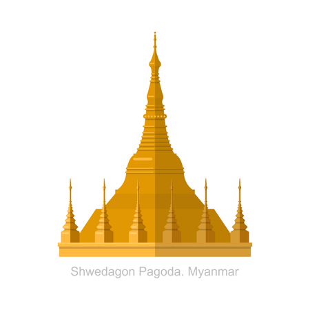 Shwedagon Pagoda in Yangon, Myanma symbol iconのイラスト素材