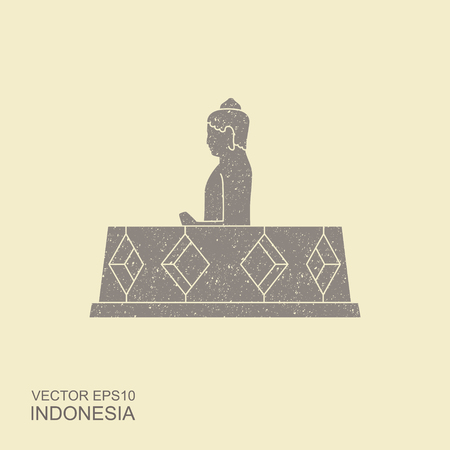 Indonesian Borobudur ancient temple. Flat vector iconのイラスト素材