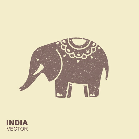 Elephant. Stylized flat icon with scuffing effectのイラスト素材