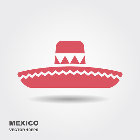 Mexican Sombrero hat flat vector icon with shadowのイラスト素材