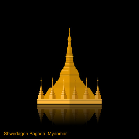 Shwedagon Pagoda in Yangon, Myanma symbol iconのイラスト素材