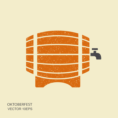 Barrel of beer. Flat icon with scuffed effectのイラスト素材