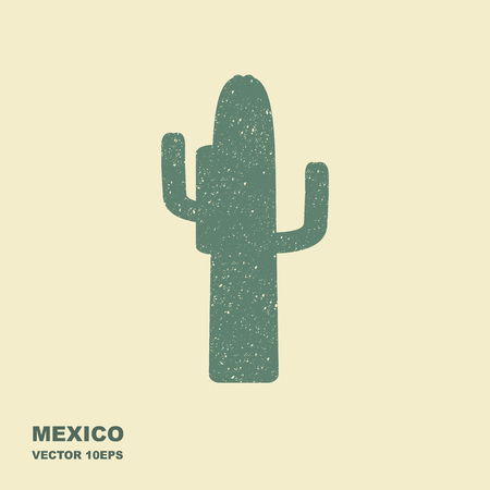 Mexican cactus. Stylized flat icon with scuffed effectのイラスト素材