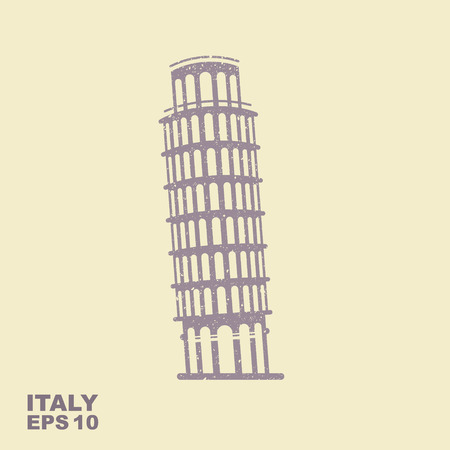 Pisa Tower icon Vector Illustration in flat style with scuffed effectのイラスト素材