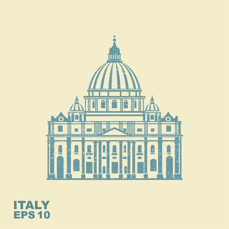 Vector Illustration of St. Peter in Roma. Vector flat icon with scuffed effectのイラスト素材