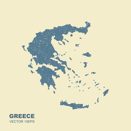 Vector map of Greece isolated in flat style with scuffed effectのイラスト素材