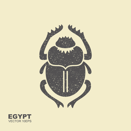 Vector Scarab Beetle. Ancient Egypt. Flat icon with scuffed effectのイラスト素材