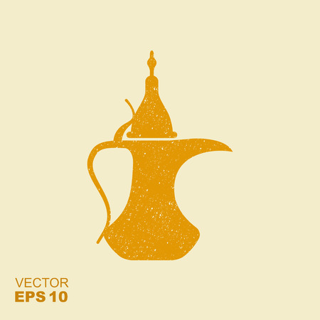 Traditional arabic coffee pot. Flat vector icon with scuffed effectの写真素材