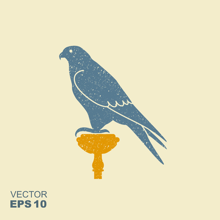Silhouette of a Falcon. Flat vector icon with scuffed effectの写真素材