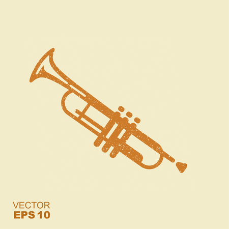 Simple icon Trumpet. Flat vector icon with scuffed effect in a separate layerのイラスト素材