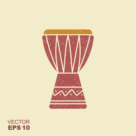 African music instrument icon. Vector illustration. djembe, dunumba drum tam tam. Flat icon with scuffed effect in a separate layerのイラスト素材