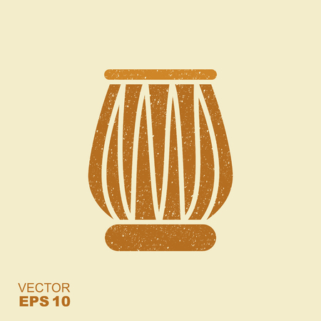 Indian drums tabla. Flat icon with scuffed effect in a separate layerのイラスト素材