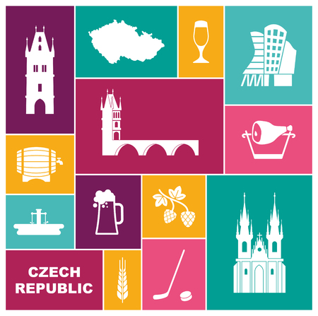 Symbols of the Czech Republic. Flat vector iconのイラスト素材