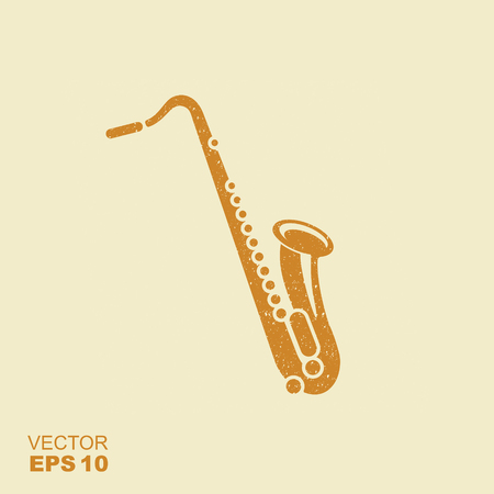 Saxophone icon sign. Flat vector icon with scuffed effect in a separate layerのイラスト素材