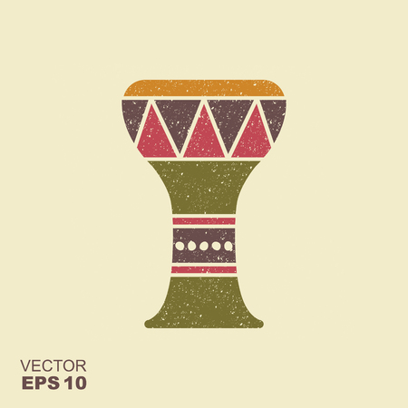 Traditional folk ethnic percussion instrument. Drum icon with scuffed effect in a separate layerのイラスト素材