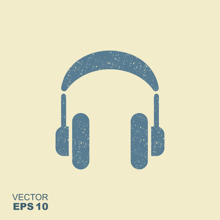 Vector headphones icon with scuffed effect in a separate layer. Vector illustrationのイラスト素材