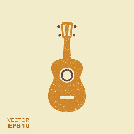 Hawaii national musical instrument. Ukulele icon with scuffed effect in a separate layerのイラスト素材