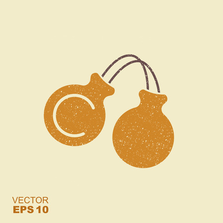 Vector illustration of castanets on gray background. Flat style icon with scuffed effect in a separate layerのイラスト素材