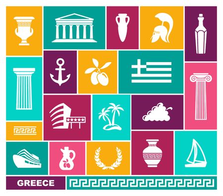 Traditional symbols of Greece. Vector flat illustrationの写真素材